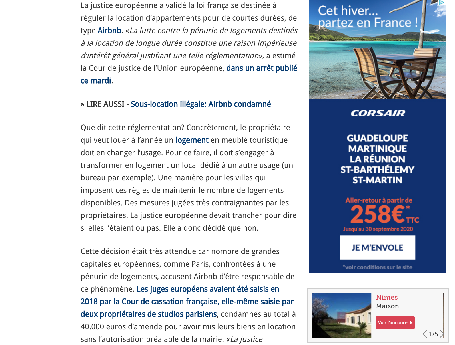 Figaro derhy airbnb CJUE 