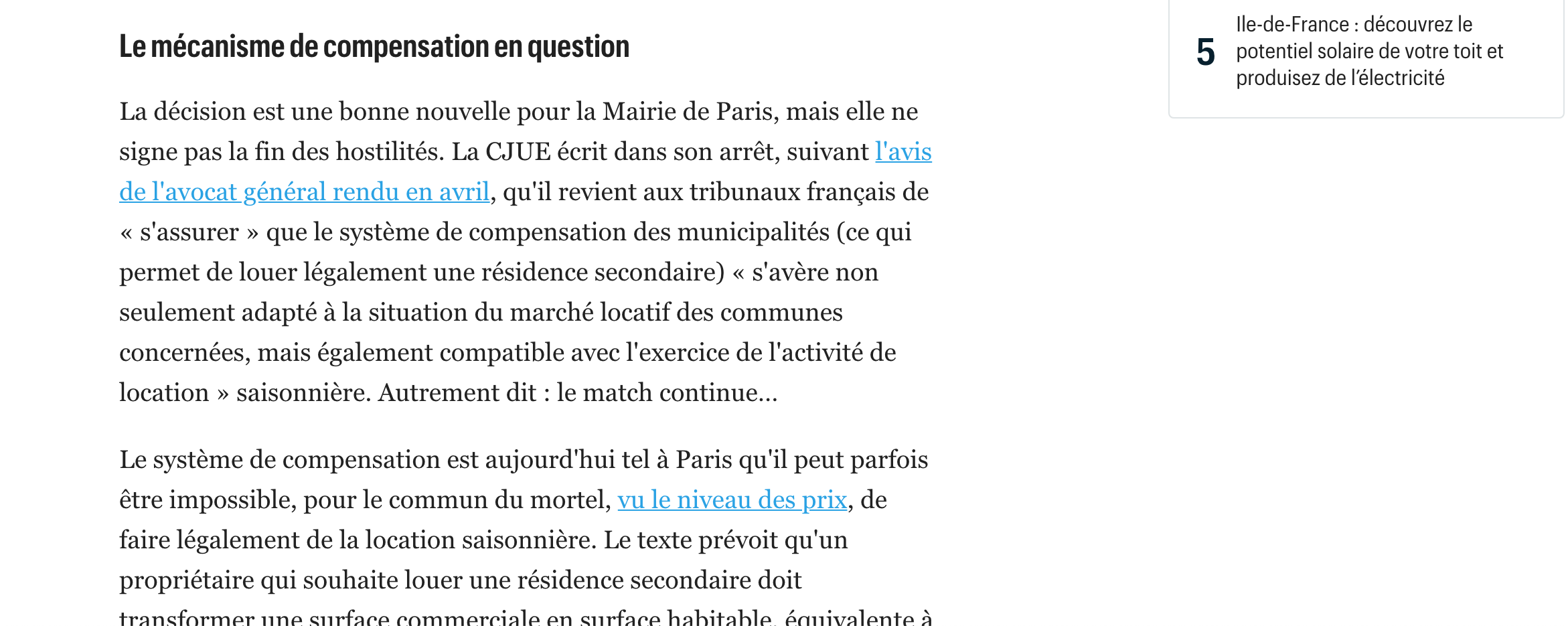 Le Parisien airbnb CJUE ville de paris 
